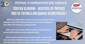 Institute Of Physics Açık Erişim Makale Yayımlama (Oku Ve Yayımla) Anlaşması Aktif Oldu.