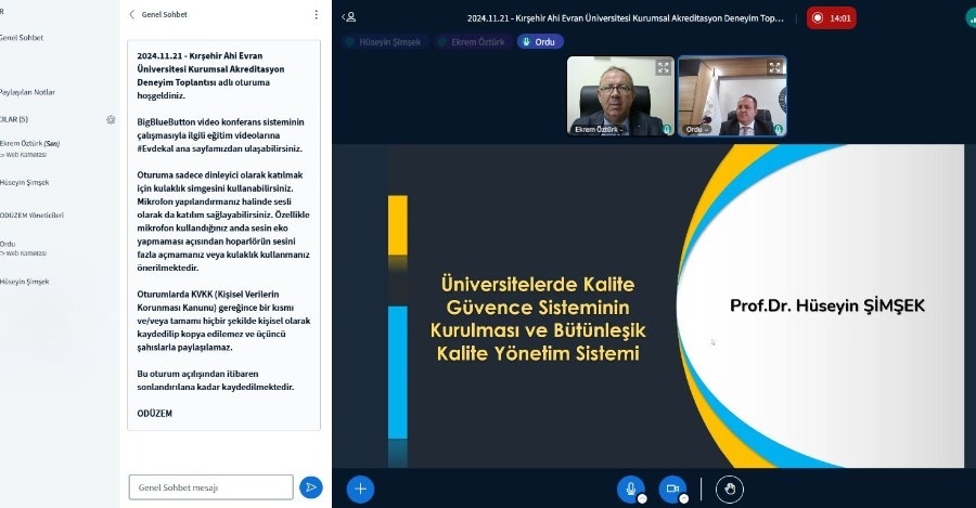 Kırşehir Ahi Evran Üniversitesi İle Ordu Üniversitesi Arasında Kurumsal Akreditasyon Deneyim Toplantısı Gerçekleştirildi