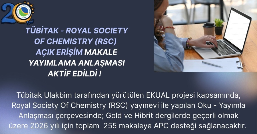 Royal Society Of Chemistry (Rsc) Açık Erişim Makale Yayımlama (Oku Ve Yayımla) Anlaşması Aktif Oldu.